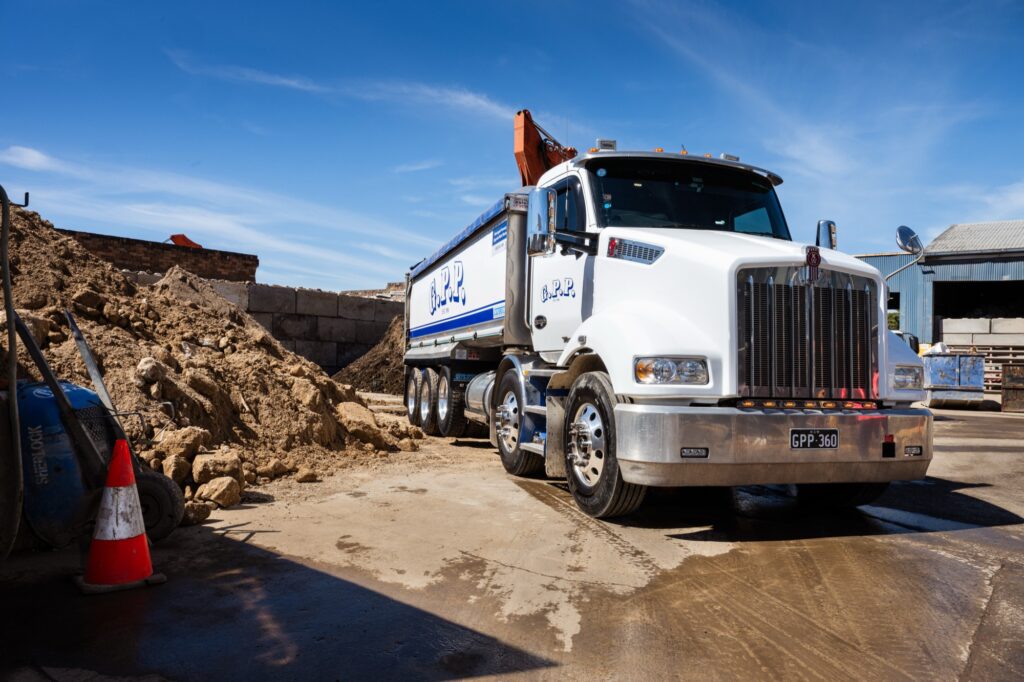 G.P.P. truck on site with excavated material